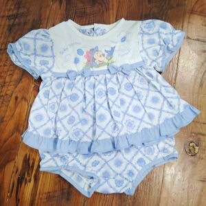 Disney Babies Vintage Baby Minnie Blue Dress And Bloomer Set Size 0-6 Months